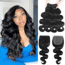 Extensões de Cabelo SheList 4 Pacotes Body Wave com Fechamento 5x5 Extensões de Cabelo SheList 4 Pacotes Body Wave com Fechamento 5x5