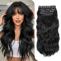 Extensões de cabelo sintéticas Clip-in ZWERITOO de 20 polegadas para mulheres