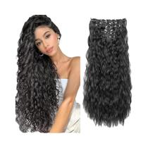 Extensões De Cabelo Sintético Em Ondas De Água De 16 Polegadas E 22 Polegadas, Conjunto De 6 Peças