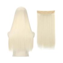 Extensões De Cabelo Sintético Loiro Preto Cinza De 16 a 22 Polegadas Sem Clipe, Aparência Natural