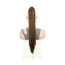 Extensões De Cabelo Sintético Longas E Retas De 24 Polegadas, Resistentes Ao Calor, Com Clipe Para