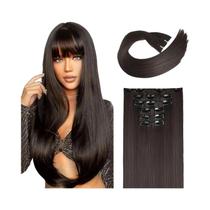 Extensões De Cabelo Sintético Longas, Grossas E Leves Com Presilhas E Trama De Renda Para Mulheres