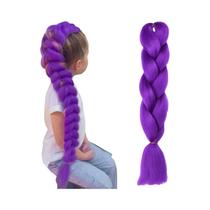 Extensões De Cabelo Sintético Roxo De 24 Polegadas Para Tranças DIY, Rabo De Cavalo Jumbo, Estilo Extensões De Cabelo Sintético Roxo De 24 Polegadas Para Tranças DIY, Rabo De Cavalo Jumbo, Estilo