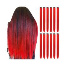 Extensões De Cabelo Sintético Vermelho Com Clipe, Lisas, 22 Polegadas, Destaques Para Festas Para Extensões De Cabelo Sintético Vermelho Com Clipe, Lisas, 22 Polegadas, Destaques Para Festas Para