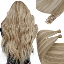 Extensões de cabelo Sunny Hair Genius Weft costuradas em extensões Cabelo liso Loiro Destaca Extensões de cabelo humano Extensões de cabelo amarradas à mão Mistura de loiro dourado Loiro Claro Cor natural 20 polegadas