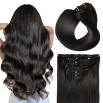 Extensões de cabelo SUYYA Clip em 40 cm, 120 g, 7 unidades, preto natural Extensões de cabelo SUYYA Clip em 40 cm, 120 g, 7 unidades, preto natural