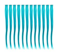 Extensões de cabelo SWACC Straight Teal Blue 18-19 cm 7 g 12 unidades Extensões de cabelo SWACC Straight Teal Blue 18-19 cm 7 g 12 unidades