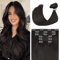 Extensões de cabelo UGOTRAYS Clip em marrom escuro 14" 120g 7 unidades