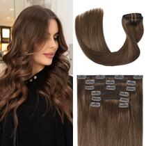 Extensões de cabelo UGOTRAYS Medium Brown 18 polegadas 85 g 7 unidades Clip in