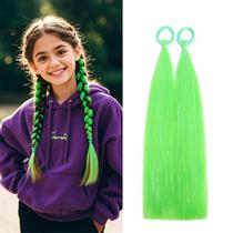 Extensões de cabelo verde, rabo de cavalo para meninas e mulheres, extensões de cabelo com enfeites de rabo de cavalo com elástico, acessórios de cabelo para meninas, festival de festas, Halloween Rave, peças de cabelo malucas, 2 unidades/lote Extensões de cabelo verde, rabo de cavalo para meninas e mulheres, extensões de cabelo com enfeites de rabo de cavalo com elástico, acessórios de cabelo para meninas, festival de festas, Halloween Rave, peças de cabelo malucas, 2 unidades/lote