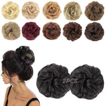 Extensões de coque de cabelo MORICA Messy Bun Scrunchies 2 peças pretas