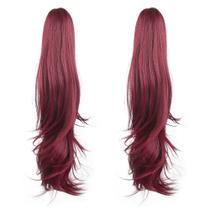 Extensões de rabo de cavalo HSPHTM Burgundy Synthetic Hair 139g
