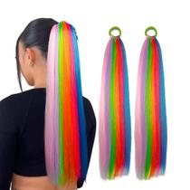 Extensões de rabo de cavalo Lalridio Rainbow Fashion Synthetic Hair Extensões de rabo de cavalo Lalridio Rainbow Fashion Synthetic Hair
