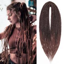 Extensões sintéticas de dreadlock, onze, 30 fios, 60 cm, marrom