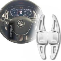 Extensor Borboleta Volante Prata Golf Jetta Polo Virtus Amarok T-Cross Paddle Shift Cor Manopla Automatico Botão Cambio Marcha TSI DSG