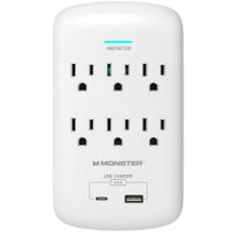 Extensor de 6 tomadas Wall Tap Plug com protetor contra sobretensão Monster Extensor de 6 tomadas Wall Tap Plug com protetor contra sobretensão Monster