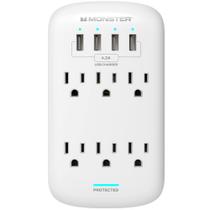 Extensor de 6 tomadas Wall Tap Plug com protetor contra sobretensão Monster