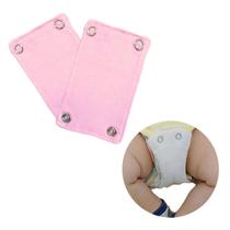 Extensor De Body Bebe Enxoval Menina Kit 2 Peças Alongador De Body Com 2 Botões 100 Algodao Rosa 6cmx10cm cha de bebe Macio Baby Deluxe