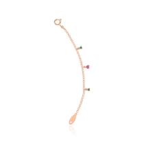 Extensor de Brinco em Ouro Rosé com Turmalina Rosa, Topázio Verde