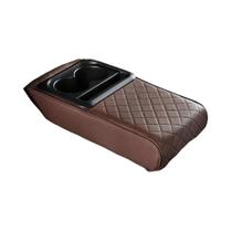 Extensor De Console De Apoio De Braço Universal Em Couro PU Para Carro Com 2 Porta-Copos E Extensor De Console De Apoio De Braço Universal Em Couro PU Para Carro Com 2 Porta-Copos E