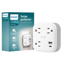 Extensor de saída de sobretensão Philips SPP9393W/37 de 3 tomadas com USB