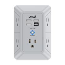Extensor de saída Lvetek com 5 saídas e 4 portas USB cinza