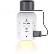 Extensor de saída Mifaso Wall com prateleira, luz noturna, 5 AC, 2 USB A, 2 USB C