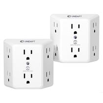 Extensor de saída Unidapt Multi Plug, pacote com 6 tomadas e 2 unidades com sobretensão