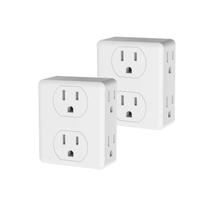 Extensor de tomada HICITY Multi Plug Outlet, 6 tomadas, branco (pacote com 2)