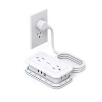 Extensor de Tomadas Addtam 4 Saídas + 3 USB (2 USB-C) - 4 Pés - Branco