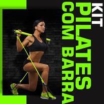 Extensor Elástico com Barra - Bastão Exercício Pilates Agachamento Musculação Fisioterapia