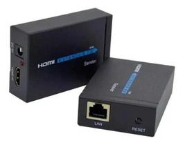 Extensor Hdmi 60 Metros Cabo De Rede Rj45 Com Fonte