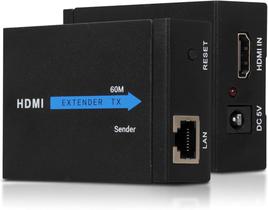 Extensor HDMI Cabo de Rede Rj45 60mts Full HD 1080p Cat5e Cat6 HDTV Bivolt