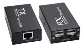 Extensor Hub 4 Portas Usb Via Cabo De Rede Cat5/6 Até 100 Mt