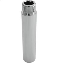 Extensor Longo 100mm Conexão 1/2 Pol Latão Cromado Sextavado Interno Alongador Para Instalações Hidráulicas Ponto Dagua Prolonga 100mm