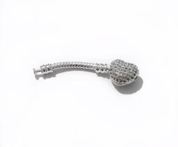 Extensor para Pulseiras de Berloques Fecho Coração Zircônia em Banho Prata Extensor para Pulseiras de Berloques Fecho Coração Zircônia em Banho Prata