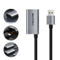 Extensor USB 2.0 480Mbps Ativo 10m Alimentação Externa + Cabo USB C Cabletime