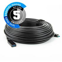 Extensor Usb Fibra Óptica 3.0 - 10 Metros - Kit Com 5