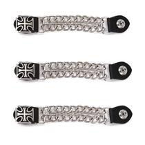 Extensores para colete de motociclista Vksjin 3 peças, couro com corrente cromada, 16,5 cm Extensores para colete de motociclista Vksjin 3 peças, couro com corrente cromada, 16,5 cm