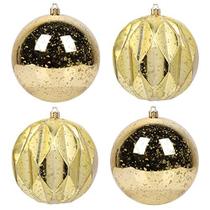 Extra Grande Pendurado Cabeça de árvore à prova de árvore Limpar enfeites de bola de Natal 3,93 polegadas, bola de mercúrio decorativa com enfeites de árvore ganchos para natal conjunto de 4,ouro - 5th LILY