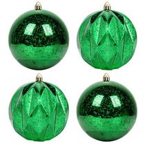 Extra Grande Pendurado Cabeça de árvore À prova de árvore Limpar enfeites de bola de Natal 3,93 polegadas, bola de mercúrio decorativa com enfeites de árvore ganchos para natal conjunto de 4,verde - 5th LILY