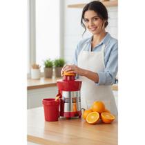 Extrator De Frutas Potente 250W Bivolt Inox Vermelho Extrator De Frutas Potente 250W Bivolt Inox Vermelho