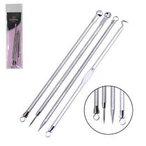 Extrator para cravos e espinhas de inox rainha chic com 4 pecas 11,5cm na cartela - RC BRASIL Extrator para cravos e espinhas de inox rainha chic com 4 pecas 11,5cm na cartela - RC BRASIL