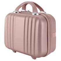 Exttlliy Mini Hard Shell Hard Travel Luggage Cosmetic Case, Pequena mala de transporte portátil para maquiagem (Rose Gold)