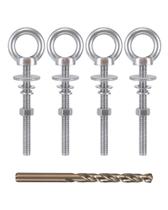 Eye Bolt moroinriz de aço inoxidável 3/8-16 com porcas de 10 cm, pacote com 4 unidades Eye Bolt moroinriz de aço inoxidável 3/8-16 com porcas de 10 cm, pacote com 4 unidades