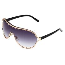 Eyewear Shield Oversize Gradient Grey Studed Trim