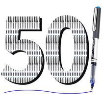 EYEYE Bolígrafos Rollerball de Tinta Azul 0.7mm, Paquete de 50, Secado Rápido