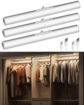 EZVALO Luzes LED para Armário com Sensor de Movimento 43 cm - Kit com 3