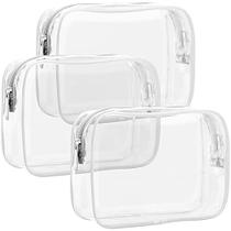 F-color TSA Approved Toiletry Bag 3 Pack Clear Toiletry Bags - Clear Makeup Cosmetic Bags for Women Men, Quart Size Travel Bag, Carry on Airport Airline Compliant Bag, Branco