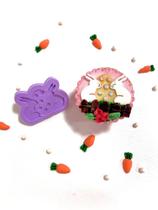 F1223 molde de silicone 2 coelhos páscoa confeitaria biscuit